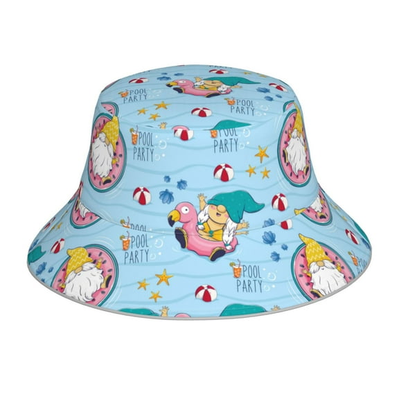 Rocae Gnome Pool Party for reflective Bucket Hat for Men Women Summer Beach Travel Summer Cap