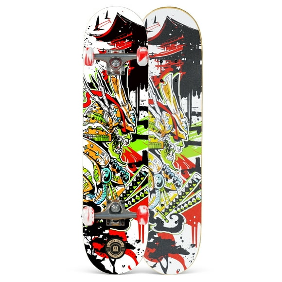 MADD GEAR 31" Double Kicktail Skateboard - Assorted, Alloy Trucks, Maple Deck
