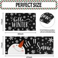 thumbnail image 3 of Let It Snow Snowman Snowflake Winter Christmas Decorative Kitchen Mats Set of 2, Home Party Low-Profile Kitchen Rugs,Black Christmas Kitchen Mats for Floor 17x30+17x47 Inch, 3 of 6