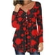 thumbnail image 1 of Camisas Para Mujer Camiseta Casual Impreso Manga Larga Cuello Redondo Fruncido Jersey Blusa Tops Odeerbi ODB128241, 1 of 6