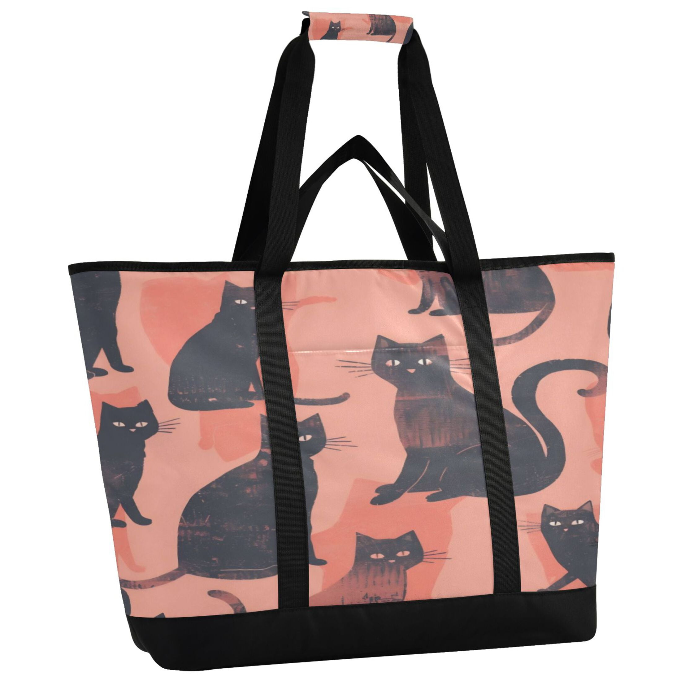 Large Hand-held Ice Pack Picnic Bag Insulation and Refrigeration Suitable for Shopping Picnics and Camping Black Cat