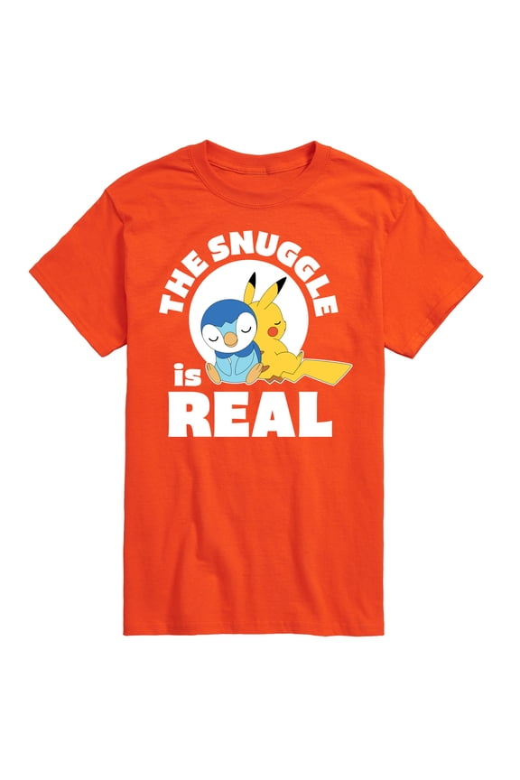 - The Snuggle Is Real Pikachu and Piplup - Men's Short Sleeve Graphic T-Shirt