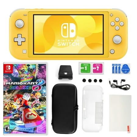 Nintendo Switch Lite in Yellow with Mario Kart 8 Deluxe and 11 in 1 Accessories