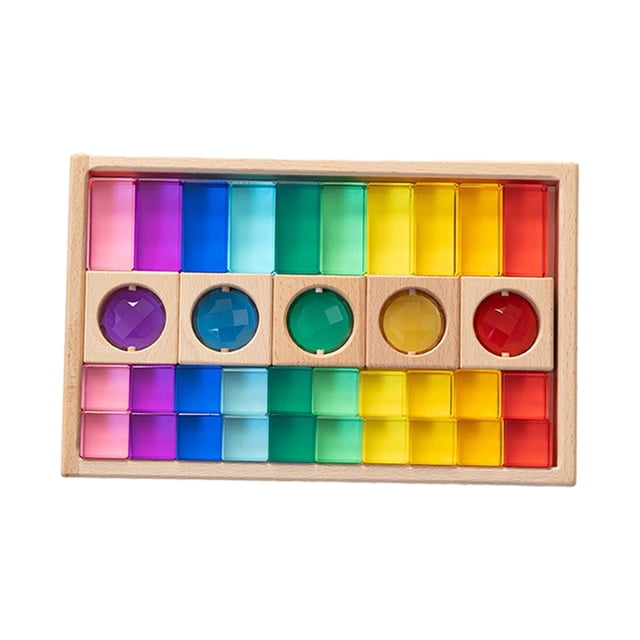 Juego de apilamiento, regalo ideal, aprende colores, juego de bloques de construcción suaves para niños, arcoíris 35 piezas