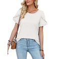 thumbnail image 2 of Avamo T-Shirts d'Été pour Femmes Col Ras du Cou T-shirt Manches Courtes T-shirt Chandail Confortable T-shirt de Travail Blanc 2TG, 2 of 4