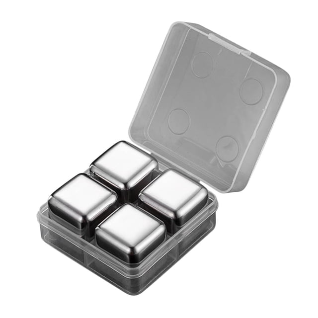 Pierre à Glace Whisky Réutilisable en Acier Inoxydable, Ensemble de 8 Cubes Frais pour Vin Bière et Toutes Boissons