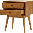 Great Deal Furniture Mid Century Acacia Wood Nightstand White