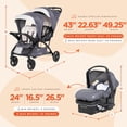 thumbnail image 2 of Baby Trend Sit N' Stand Double Stroller 2.0 and 2 EZ-Lift 35 Plus Car Seat Combo Set for Toddler & Infant, with 5 Point Safety Harness, Modern Khaki, 2 of 5