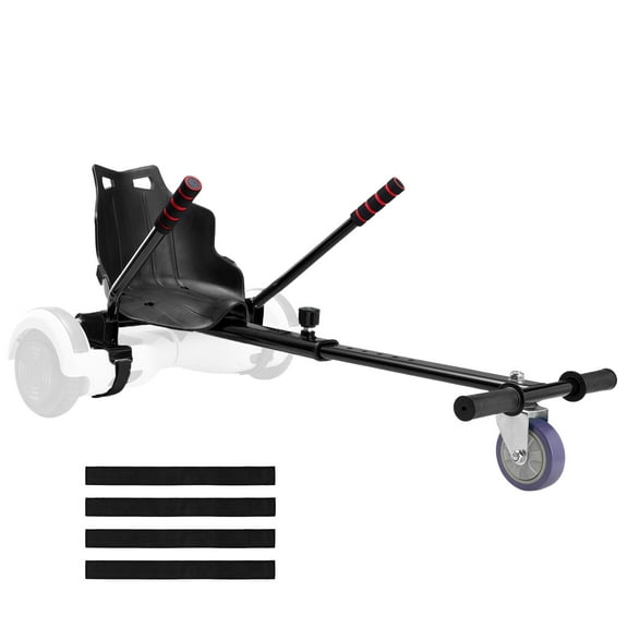 KFFKFF Hoverboard Kart Seat, Suits All 6.5", 8", 8.5", 10" Hoverboards, Handlebar Control, Frame Length Flexibility and 220 LBS Weight Limit, Hover Board Go Kart Attachment, for Children and Adults