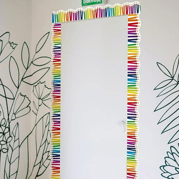 Niceauty 3 Rolls Rectangular Border Decoration Bulletin Board Borders Coated Self Adhesive Sticker Multi Colored Desks Back to School