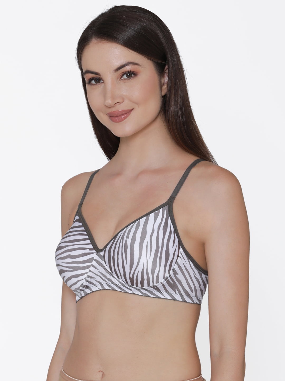 Clovia Lightly Padded Non-Wired Printed Multiway T-Shirt Bra in Black 
