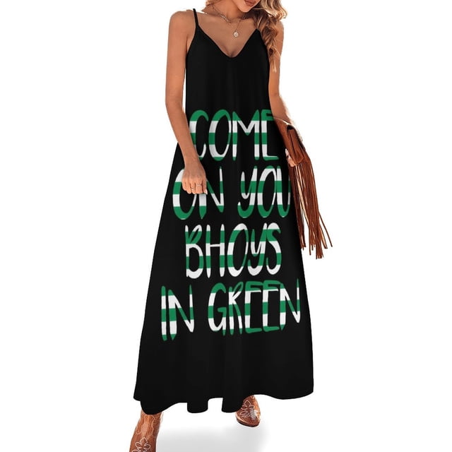 ¡ADELANTE, CHICOS DE VERDE! Vestido sin mangas con diseño de texto verde y blanco del Glasgow Celtic Football Club Vestidos de manga larga