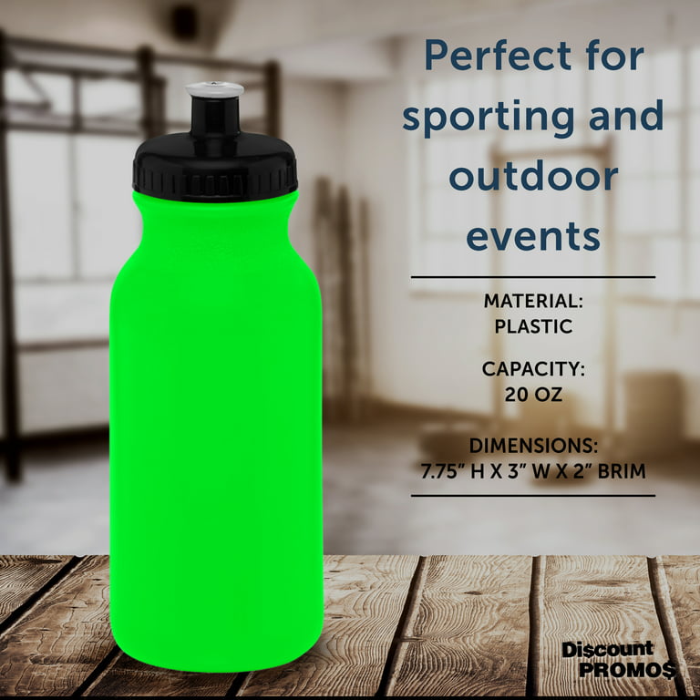 Water Bottle with Push Cap 20 oz. Set of 6, Bulk Pack - Reusable, Leak  Proof, Perfect for Gym, Hiking, Camping, Outdoor Sports - Neon Pink
