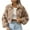 Khaki, variant on HAiming Womens Cropped Corduroy Jackets Lapel Long Sleeve Button down Shirts Coat Trendy Loose Casual Outwear Pockets