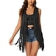 thumbnail image 1 of CHALECO CASUAL SIN MANGAS DE ANTE SINTÉTICO CON DISEÑO DE BORLAS PARA MUJERES INSPIRE CHIC S Negro, 1 of 6