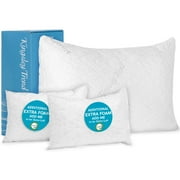 Kingsley Trend Premium Memory Foam Pillow, Soft Bamboo Pillow - Queen Size Pillow Adjustable Loft for Back, Stomach and Side Sleepers Medium Firm Hypoallergenic Memory Foam Pillow with Washable Cover