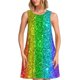 thumbnail image 1 of Balery Glitter Rainbow Vestidos de verano para mujer con estampado: vestido holgado sin mangas, vestido playero informal y cómodo para días calurosos., 1 of 7