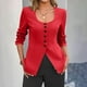 thumbnail image 2 of Tops de trabajo para mujer,Chaqueta tipo cárdigan con cuello en U para mujer, chaqueta de manga larga con botones, top de punto informal para usar en casa, sopatenor, 2 of 8