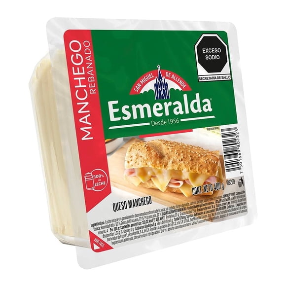 Queso manchego Esmeralda rebanadas cuadradas 400 g