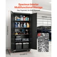 thumbnail image 3 of KFFKFF Metal Storage Cabinet, 72.6 in Rolling Steel Garage Cabinet with Adjustable Shelves, Magnetic Doors & Keys, 5-Tier Lockable Storage for Pantry, Warehouse, Basement, Office, Black, 3 of 9