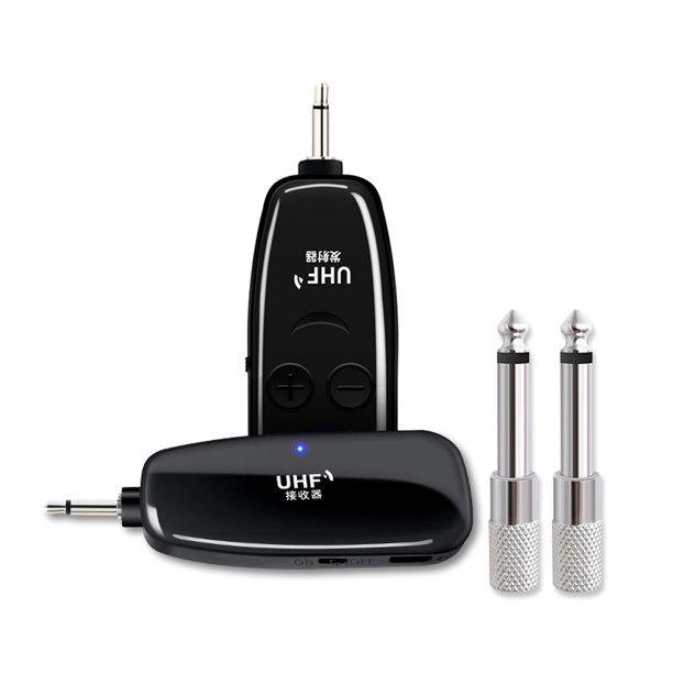 Sistema de transmisión Kit de sistema de transmisión inalámbrica de guitarra inalámbrica recargable por USB, juego de receptor emisor UHF negro para accesorios de órganos de bajo de guitarra Irfora Sistema de transmisión