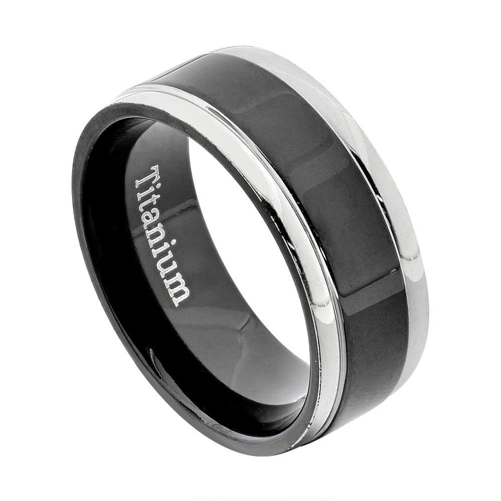 8mm Titanium Wedding Rings Band Two Colour Wedding Ring Band Two Tone 
