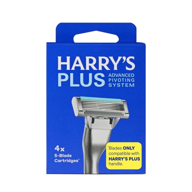 Harry's Plus Men's Razor Blade Refill Cartridges, 4 Count
