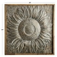 thumbnail image 4 of DecMode Gray Metal Sunflower Floral Wall Decor with Embossed Details, 4 of 13