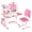 Pink_C, variant on Kids Functional Desk and Chair Set,Height Adjustable Children School Study Table Chair Set with Cartoon Pattern,Ergonomic Desk Chair with Large Writing Board,Bookshelf and Book Bucket Back to School