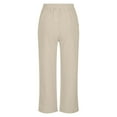 thumbnail image 6 of SELONE Loose Pants for Women Plus Size Mid Waist Lounge Pants Cotton Linen Elastic Waist Cropped Trouser Casual Beach Pants Pull on Solid Tapered Lightweight Beige S Tall Breathable Summer Clothes, 6 of 6