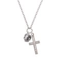 thumbnail image 2 of Delight Jewelry Silvertone Medium 3-D Ram Head Be Strong and Courageous Engraved Cross Zoey Necklace, 28", 2 of 4
