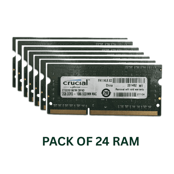 Pre-Owned 24-pack Crucial FH114L6.X2 2GB DDR3 Memory module - PN: CT2G3S1067M.C8FKD (Good)