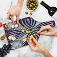 thumbnail image 4 of Art Nouveau Cutting Board, Geometric Groovy Curved Trippy Lines Vintage Pattern, Decorative Tempered Glass Cutting and Serving Board, Wine Bottle Shape, Dark Purple Pale Mauve, by Ambesonne, 4 of 5