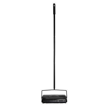 Alpine Industries Manual Triple Brush Floor and Carpet Sweeper in Black