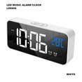 thumbnail image 1 of Reloj despertador digital, reloj despertador con espejo recargable junto a la cama con pantalla LED de temperatura, repetición, volumen y brillo ajustables, 2 alarmas con 13 música (blanco) brillar Electrónica, 1 of 5