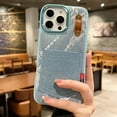 thumbnail image 2 of Denim & Lace Material for iPhone 15 Plus Case with Card Holder & Finger Strap, Slim Fit Shockproof TPU Bumper, Drop Protection Fashion Lightweight Phone Case Cover for Women Girls, Blue, 2 of 9