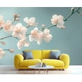 thumbnail image 3 of Cherry Blossom Mural - Romantic Flower Wall Wallpaper, Nordic 3D Wall Mural For Living Room Bedroom, Floral Murals Wallpaper 79"W x 55"H (Not Peel and Stick), 3 of 6