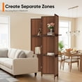 thumbnail image 5 of Jostyle 4 Panel Room Divider Privacy Screen with Storage Shelves - Foldable Partition with Sturdy Pine Wood Frame & Breathable Bamboo-Hemp Fabric for Living Room, Bedroom, Office Espresso Brown, 5 of 10