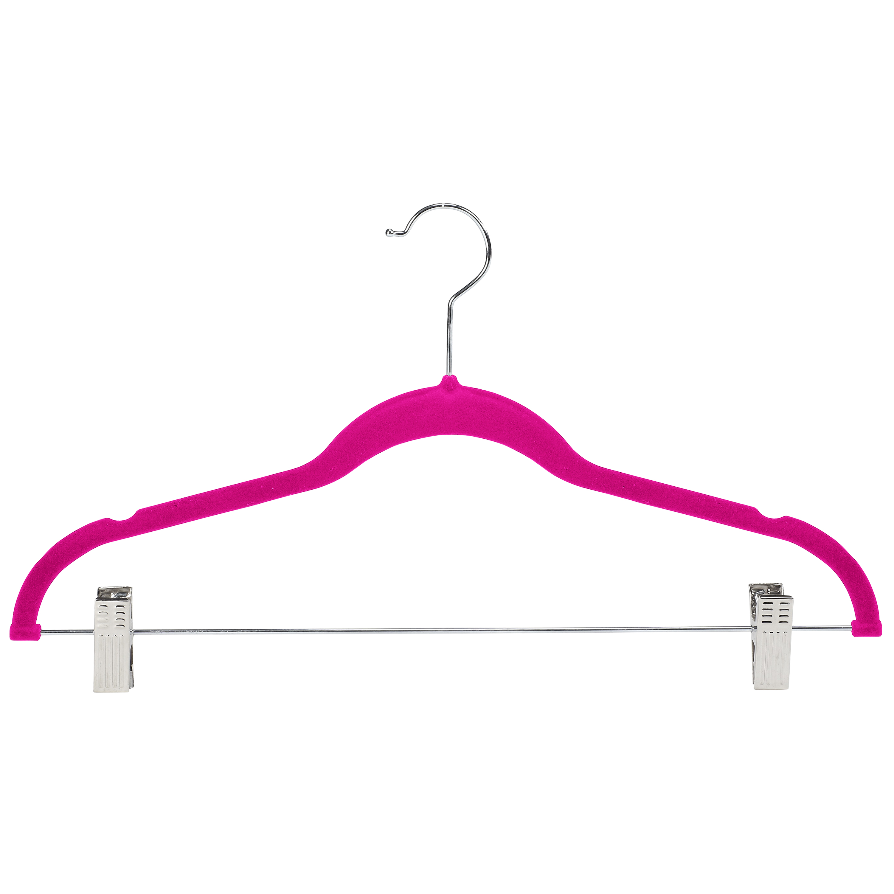 Simplify 24 Pack Velvet Skirt Hangers with Clips, Adult Size, Fuchsia