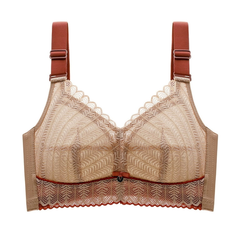 Bras for Women Adjustable Tube Top Sagging No Wire Lace Bra for Womens  Beige 42D 