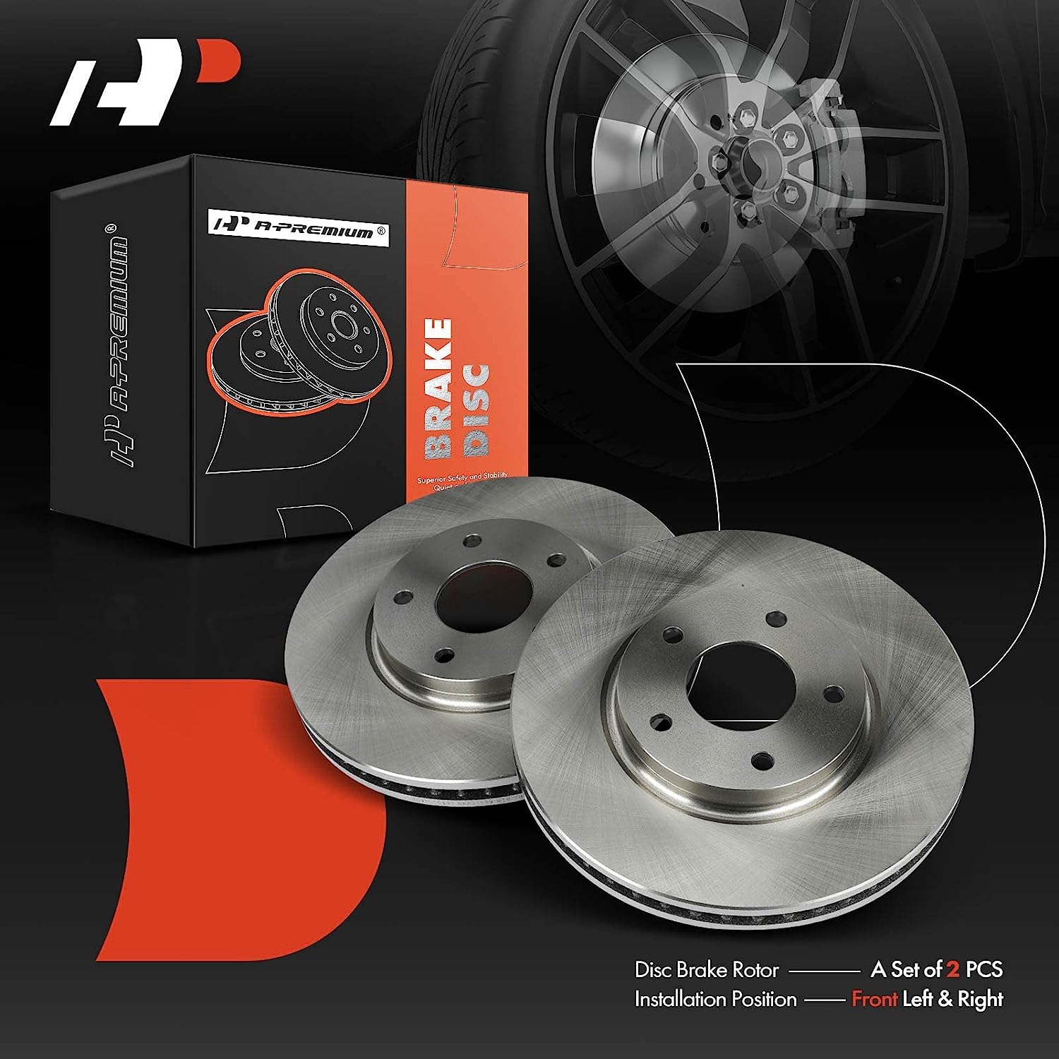 A-Premium Front Disc Brake Rotors Set Compatible with Nissan Quest 2004-2009 2011-2017 3.5L & INFINITI M45 2003-2004 4.5L, Q45 2002-2006 4.5L 2-PC Set