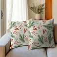 thumbnail image 3 of Beige Christmas Pillow Covers 16x16 Set of 2 Green Red Xmas Berries Twigs Rustic Decorative Outdoor Farmhouse Zipper Pillowcases Decoration Winter Holiday Throw Cushion Cover Decor for Couch Sofa Bed, 3 of 6
