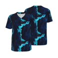 thumbnail image 2 of Easygdp Blue Marble And Gold Men's Muscle T-Shirt Men's Baseball Short Sleeves, for Gym Workout Athletic with Button - XX-Large, 2 of 9
