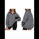 thumbnail image 3 of Sudadera de Entrenamiento de con Media Cremallera para Mujer, de Gran Tamaño, de Larga, Color Liso, con Hombros Caídos. Gris Oscuro S, 3 of 5
