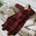 thumbnail image 3 of PAVILIA Fleece Blanket with Sleeves, Foot Pockets for Women Men Adults, Plush Wearable Blanket Throw Wrap, Warm Snuggle Blanket Robe, Cozy Gift Ideas Wife Mom, Plaid Red, 3 of 7
