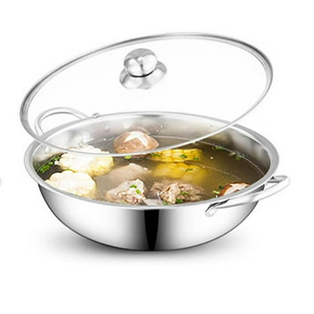 

2 In 1 Stainless Steel with Cover Induction Cooker Chinese Hot Pot Kitchen Cooking Pan Cookware Divided Hotpot 34CM HOT POT