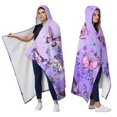 thumbnail image 2 of Wearable Blanket,Purple Lavender Butterfly Scene Hooded Wearable Sherpa Blanket for Adults & Teens,Winter Poncho Shawl Wrap Cape Thick Warm,50"x60", 2 of 5