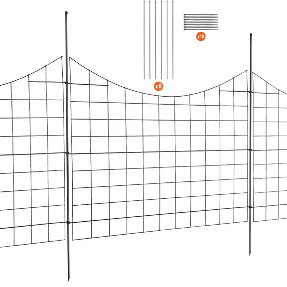 36.6in Tall Metal Animal Barrier Fence-5 Pack Decorative Garden Fencing with 2.5 Inch Spike Spacing for Dog Yard and Outdoor Patio