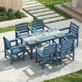 thumbnail image 3 of KINGYES All Weather Outdoor Dining Table with Umbrella Hole, HDPE Rectangular Patio Table for Backyard, Garden, Porch, Deck, Navy, 3 of 9