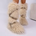 thumbnail image 4 of Lovzfmll Knee High Boots for Women, Warm Winter Furry Fluffy Boots, Round Toe Belt Buckle Snow Boots, Fashion Casual Shoes, 5.5, Khaki, 4 of 7